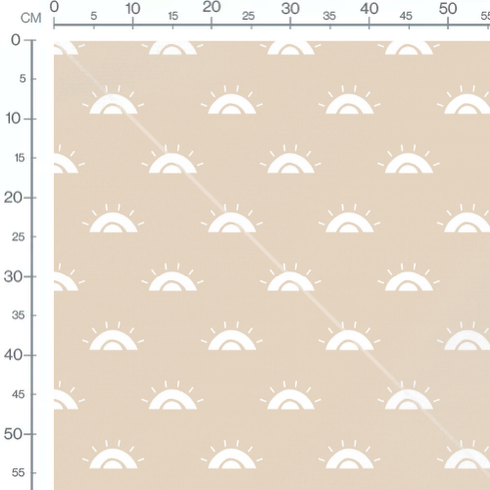 Tissu - Soleils stylisés sur beige
