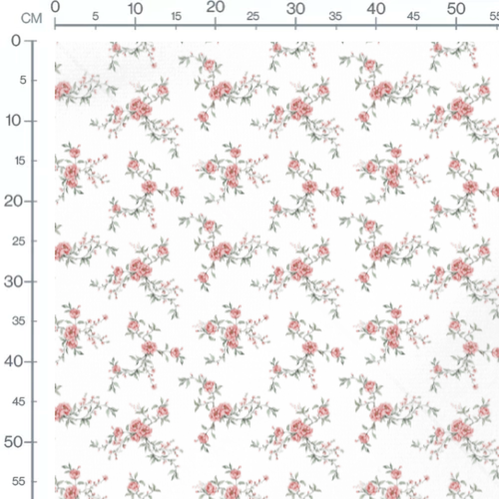Tissu - Roses variées et branches