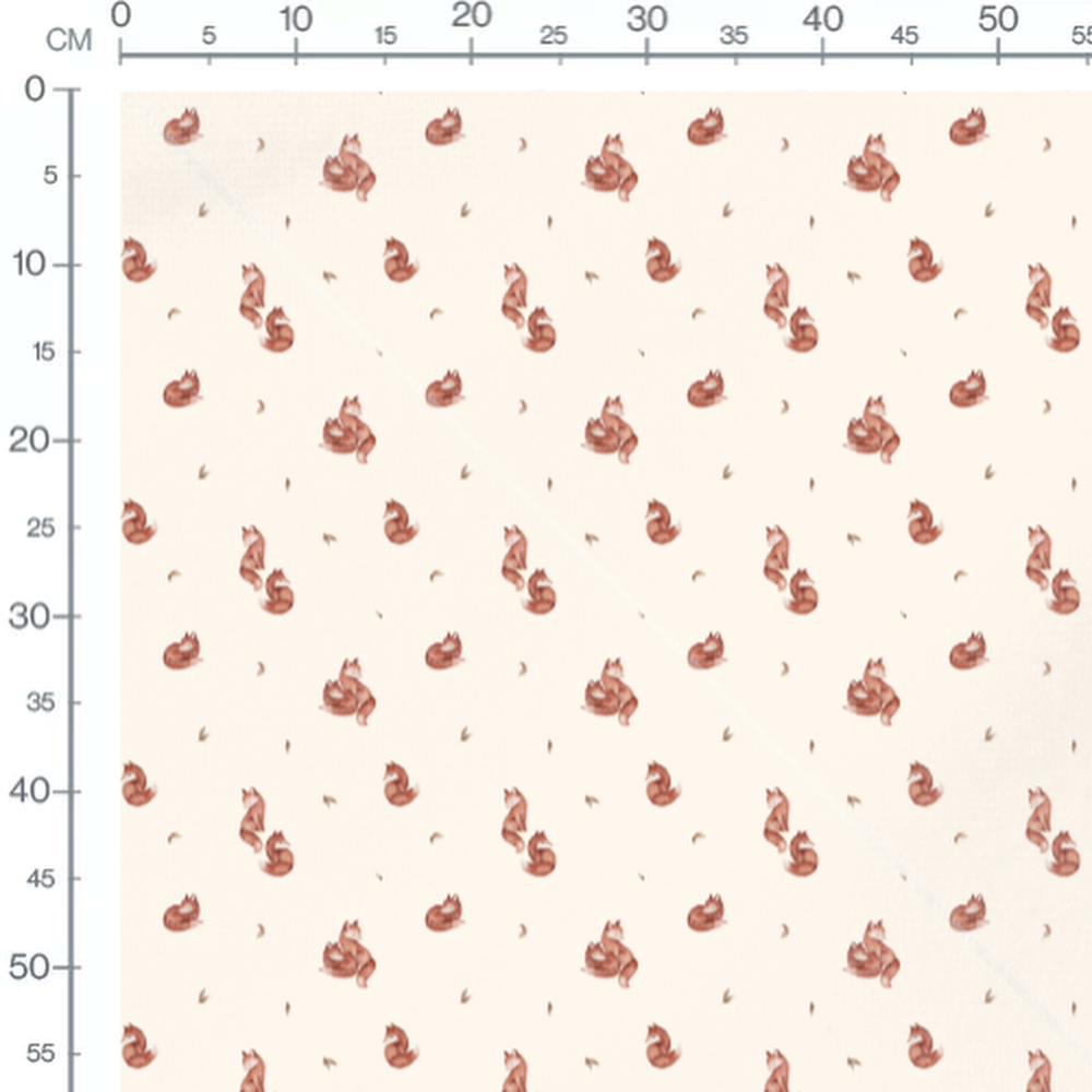 Tissu - Renards roux et feuilles