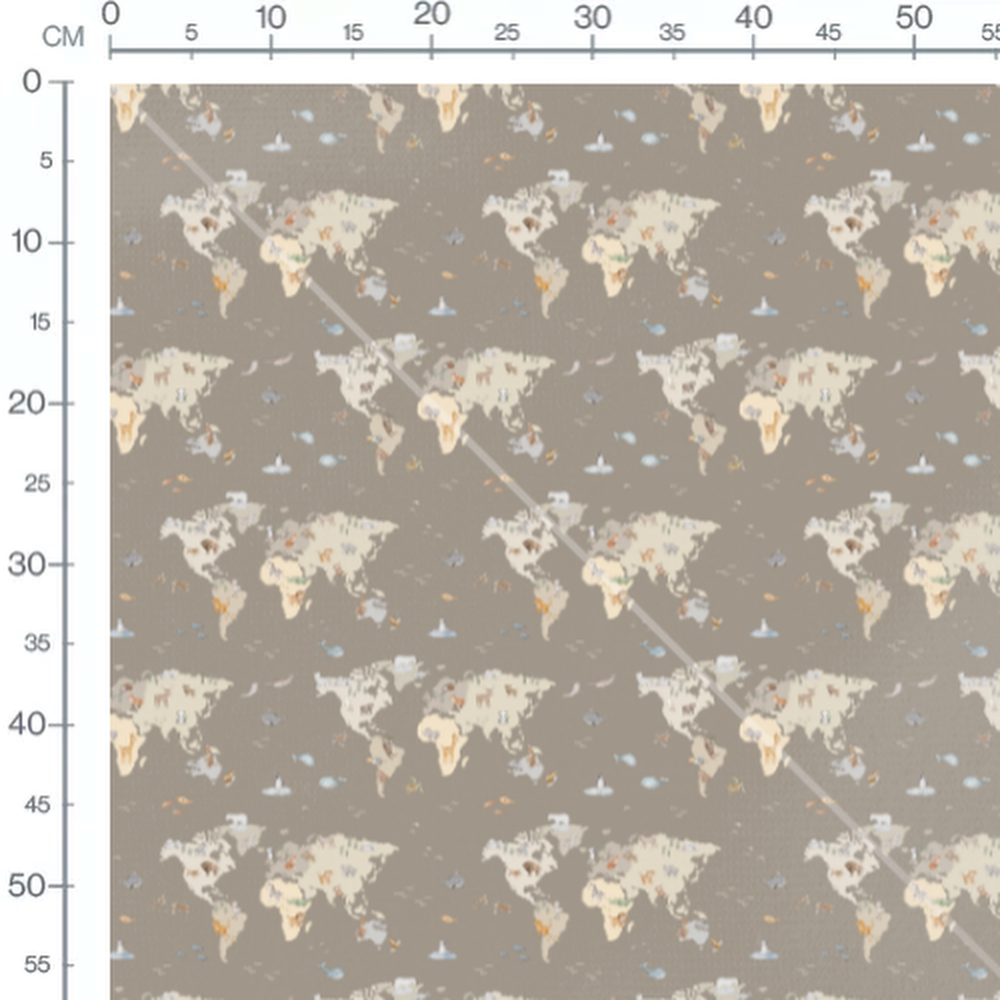 Tissu - Carte avec animaux illustrés