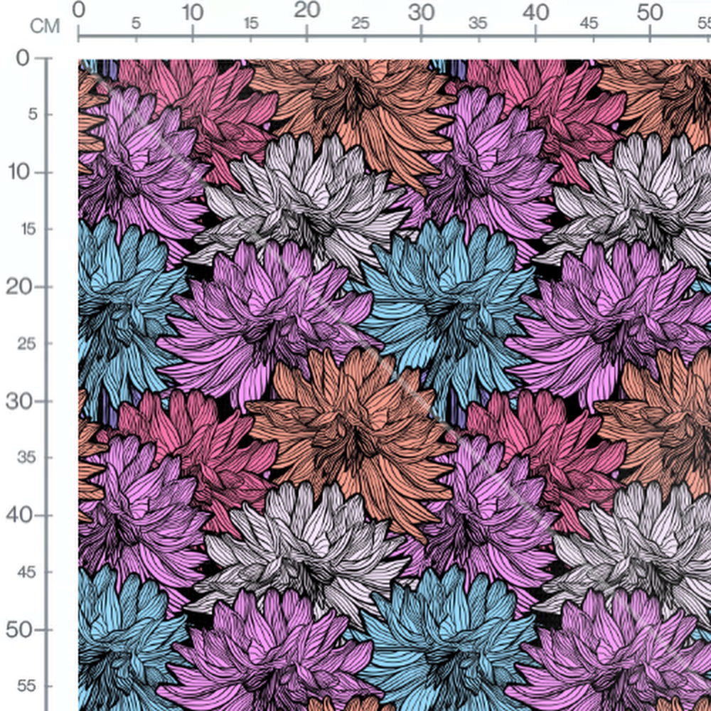 Tissu - Fleurs multicolores abstraites