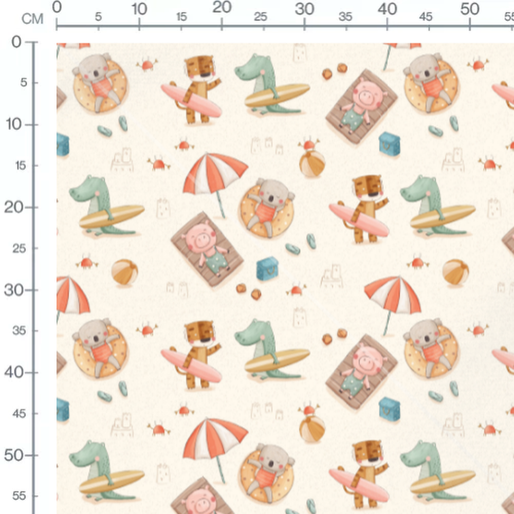 Tissu - Plage animalière crème