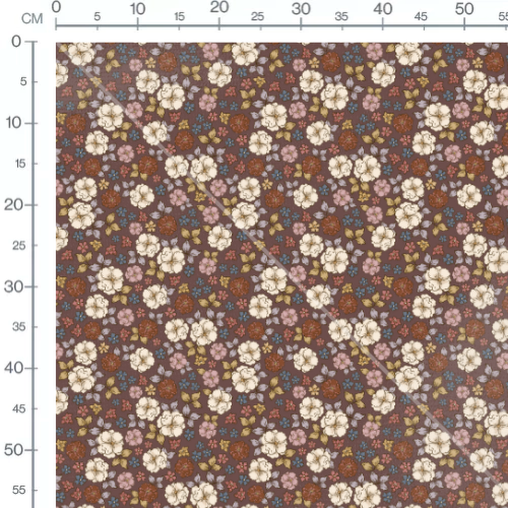 Tissu - Fleurs blanches et roses vives