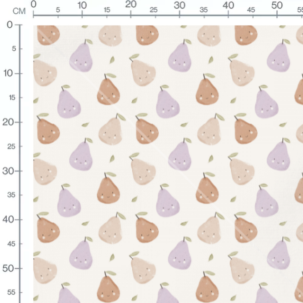 Tissu - Poires violettes souriantes