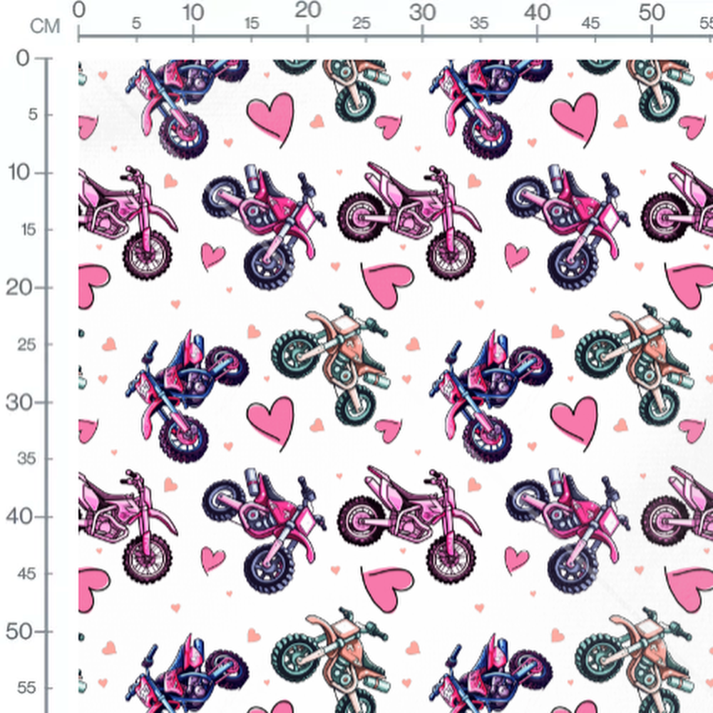 Tissu - Tissu Moto Rose Coeur