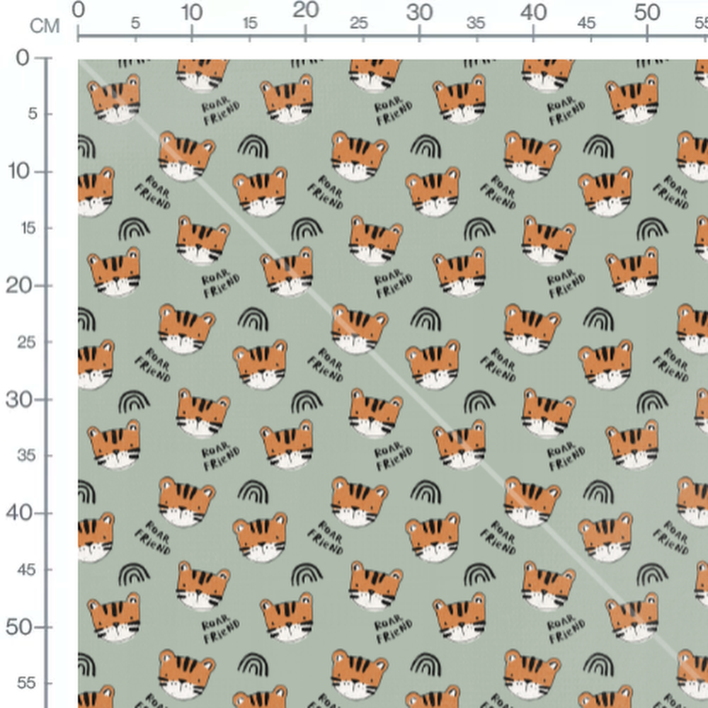 Tissu - Tigres souriants sur vert
