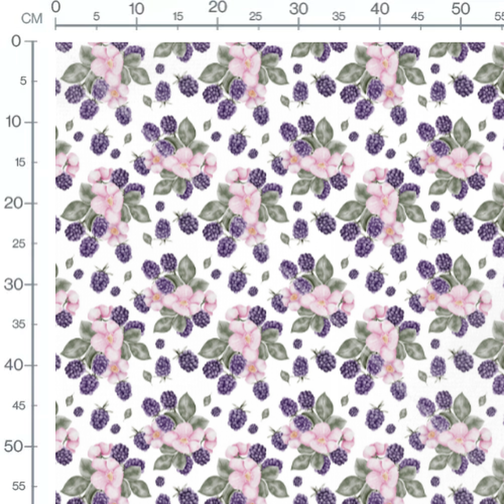 Tissu - Fleurs roses sur fond blanc 8