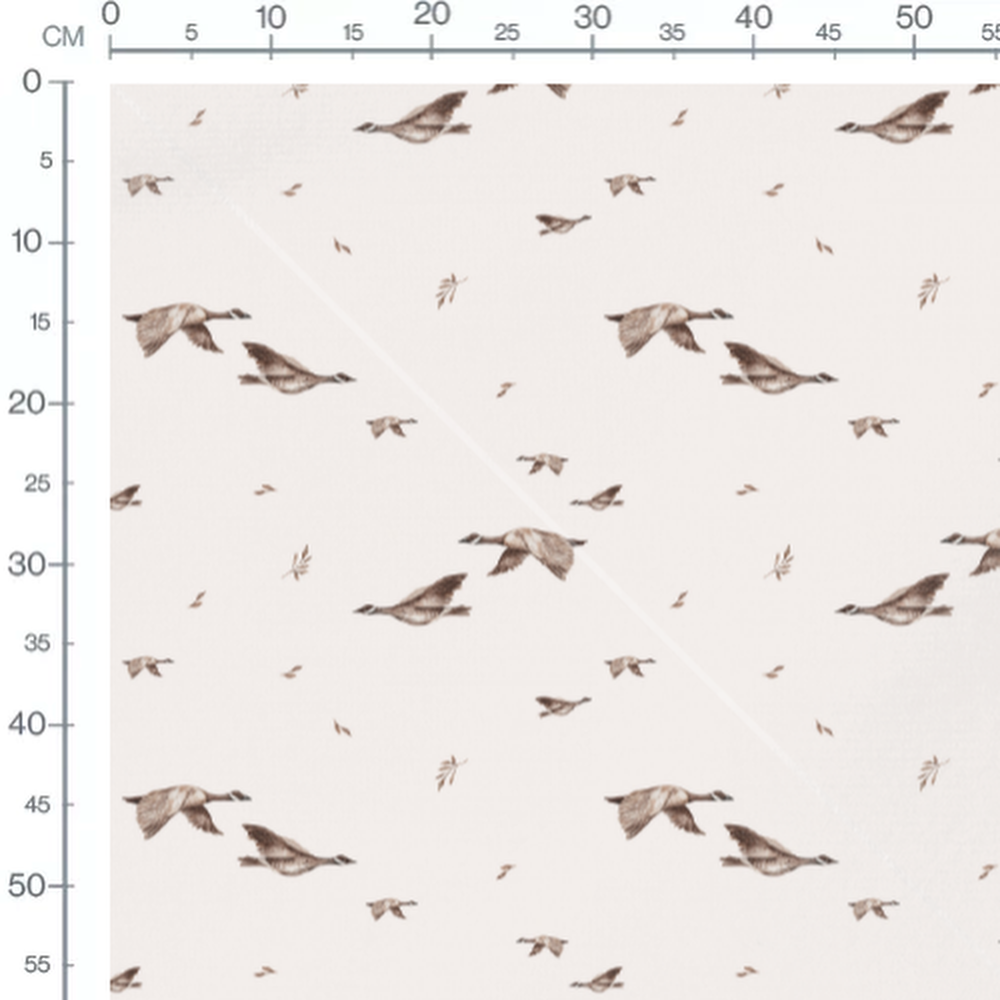 Tissu - Oies brunes sur fond beige