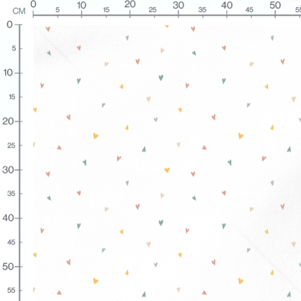 Tissu - Cœurs vifs sur fond blanc