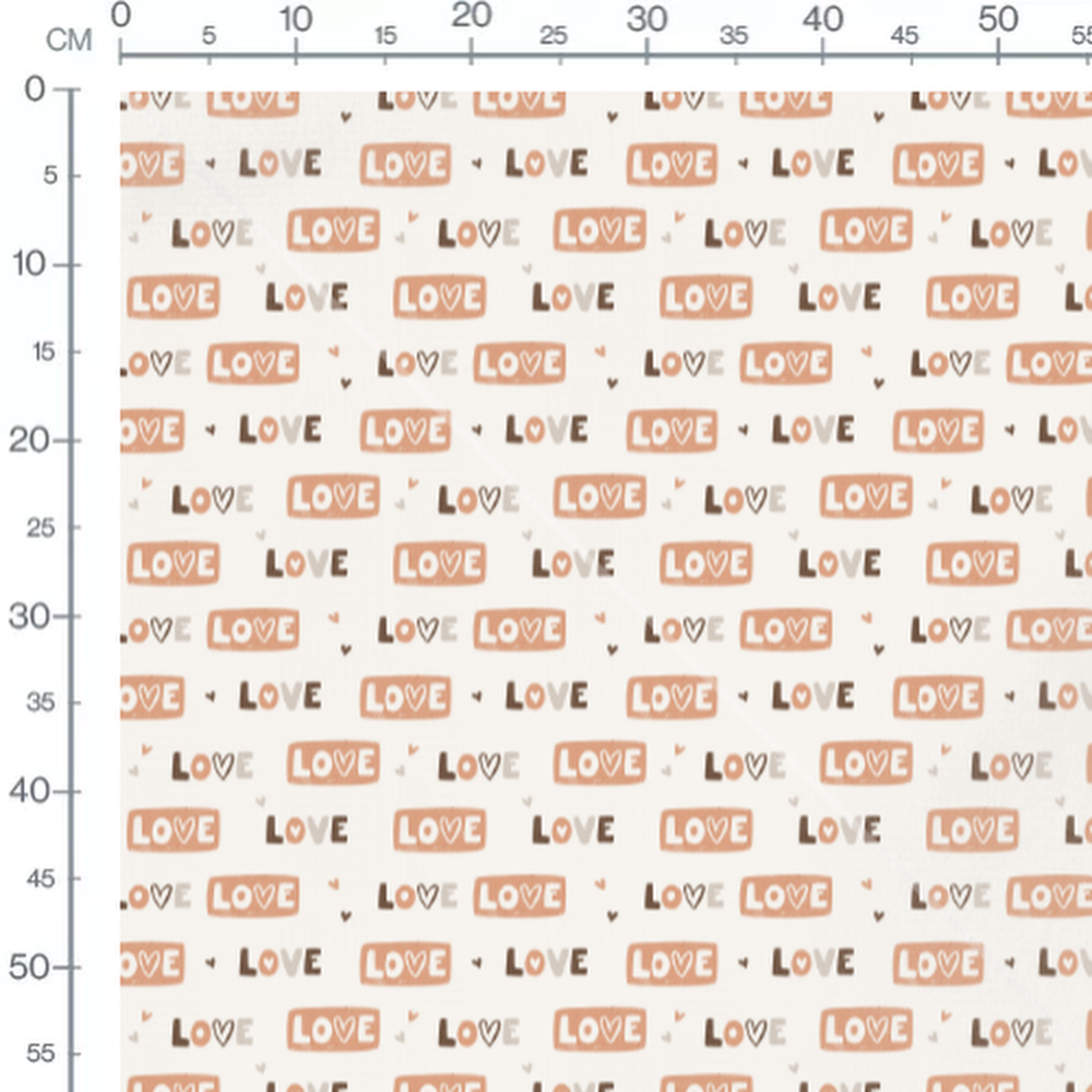Tissu - Love marron et beige manuscrit