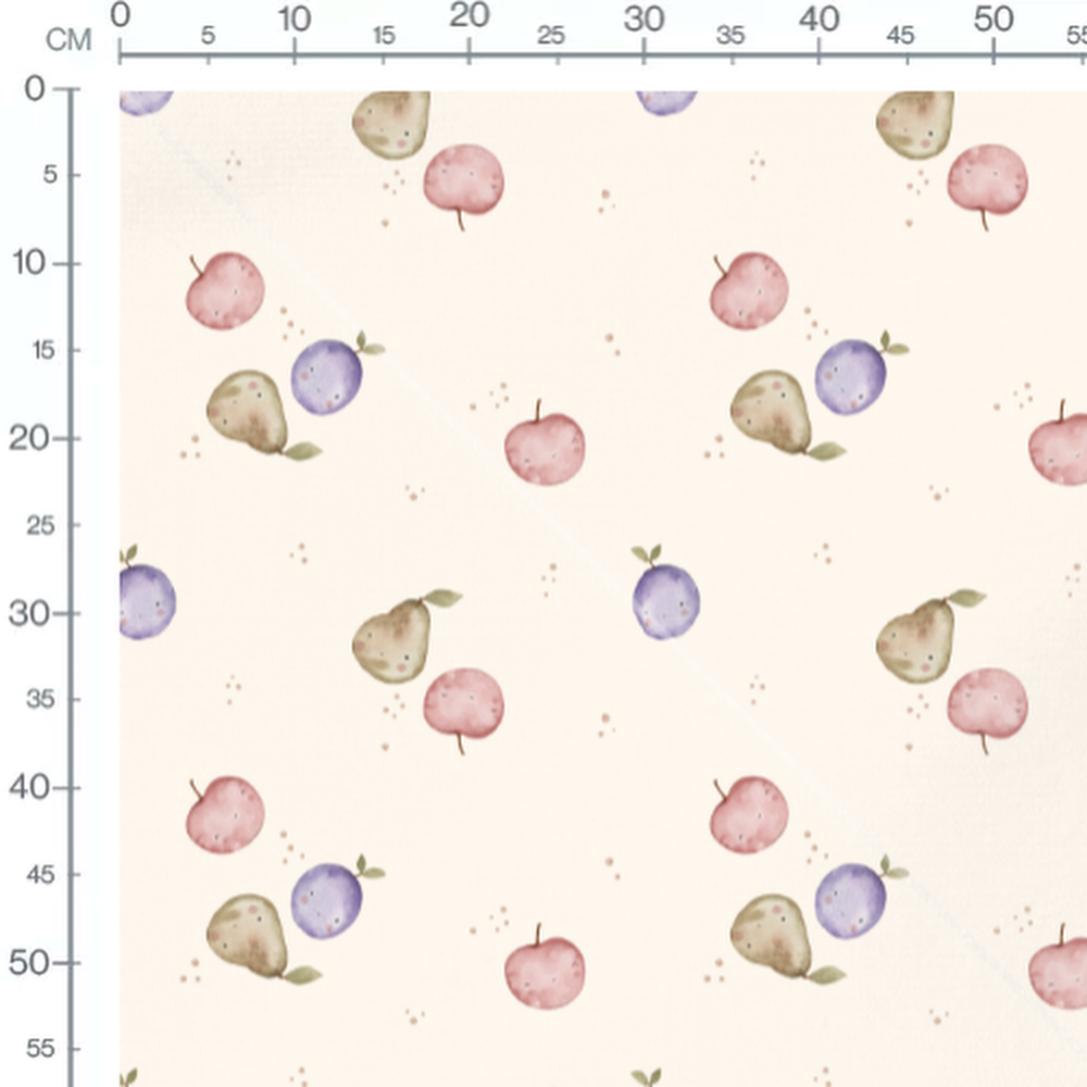 Tissu - Fruits aquarelle fond crème