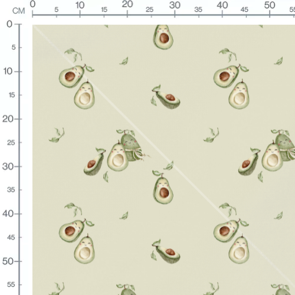 Tissu - Avocats souriants sur fond vert