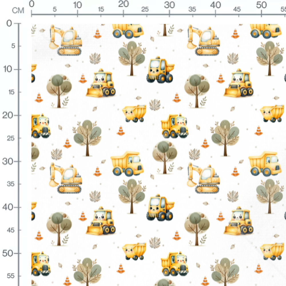 Tissu - Engins de chantier animés