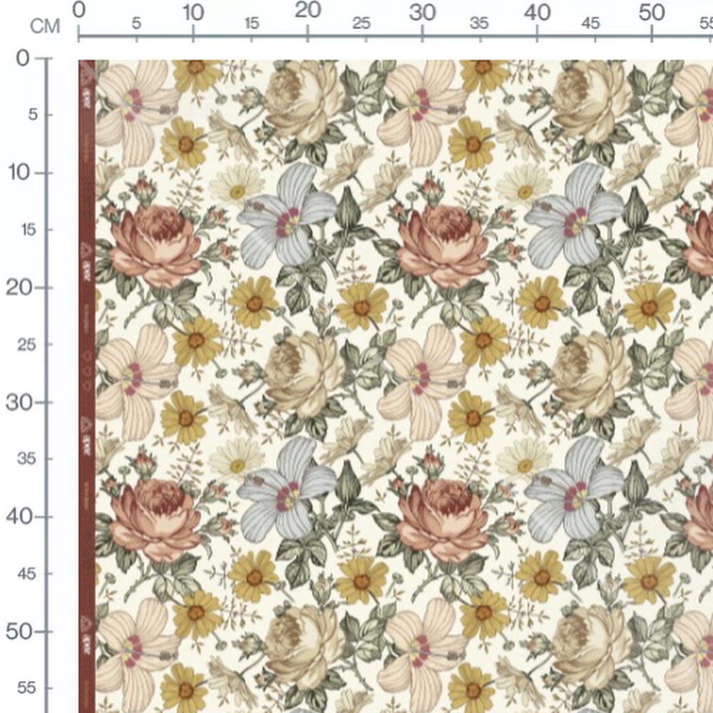 Tissu - Fleurs vintage pastel