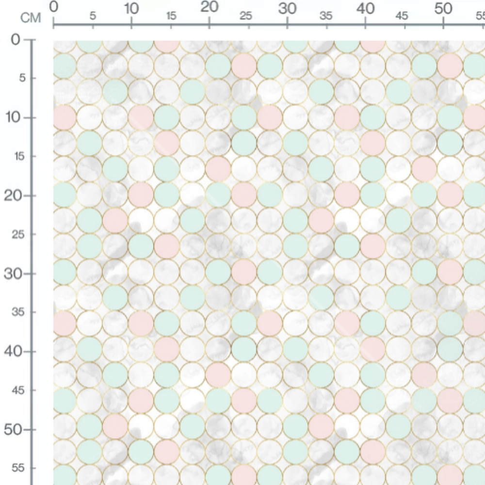 Tissu - Cercles pastel sur marbre