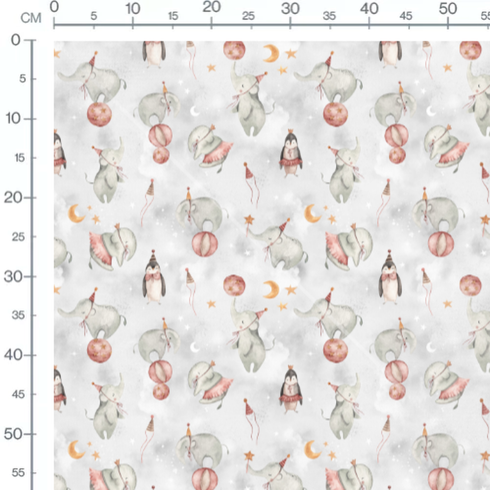 Tissu - Éléphants et pingouins joyeux