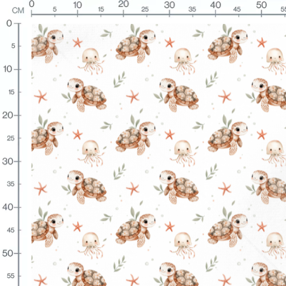 Tissu - Ours et lapin sur fond gris