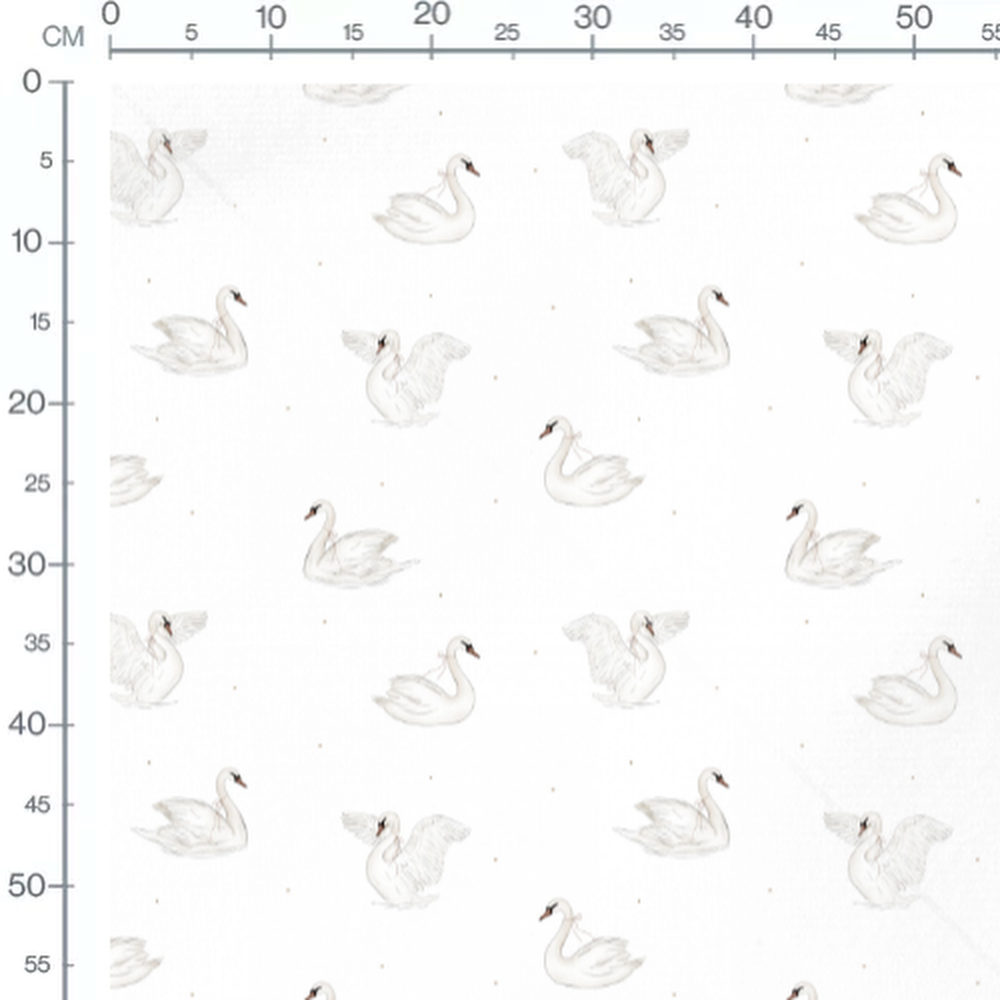 Tissu - Cygnes blancs sur fond clair