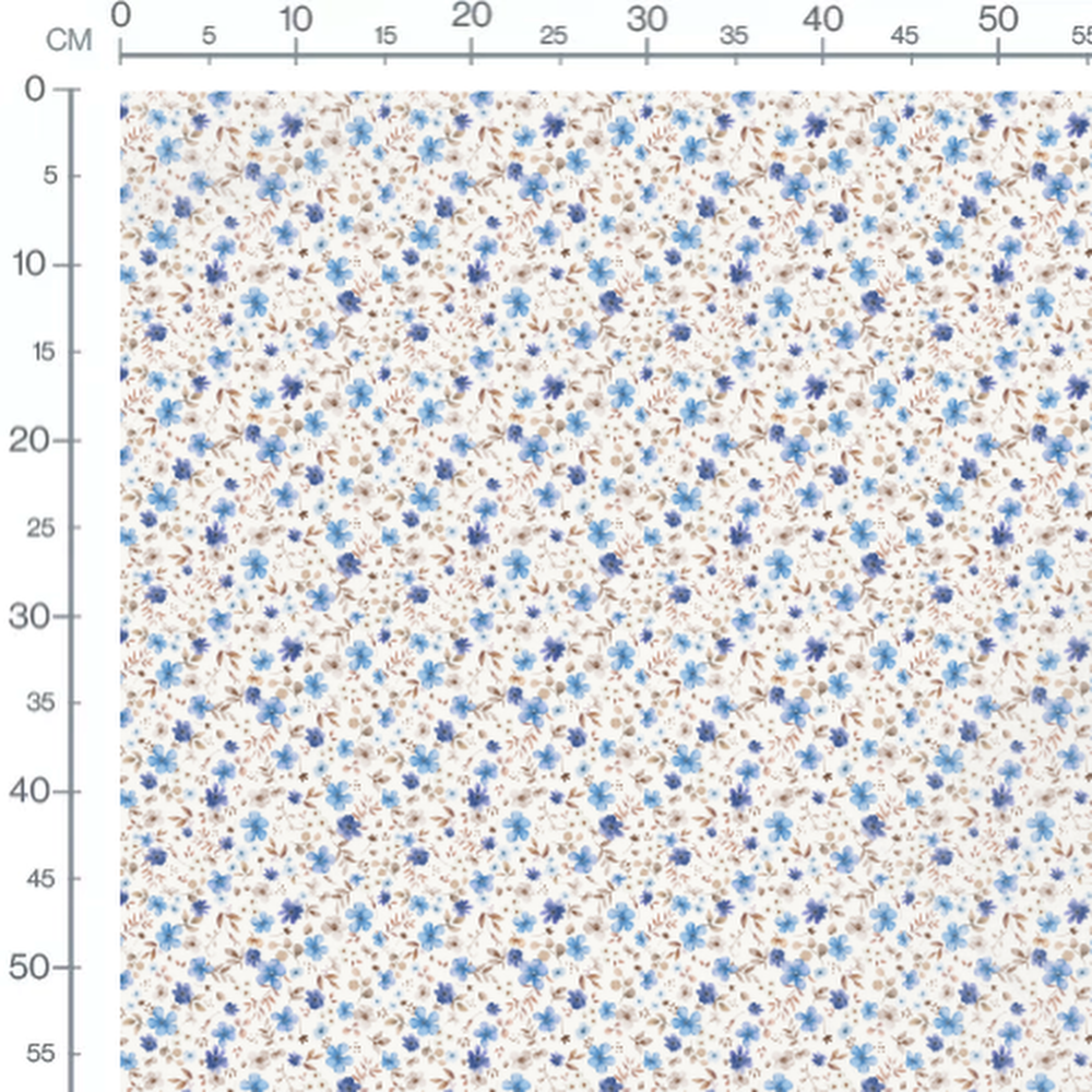 Tissu - Fleurs et feuilles brunes claires