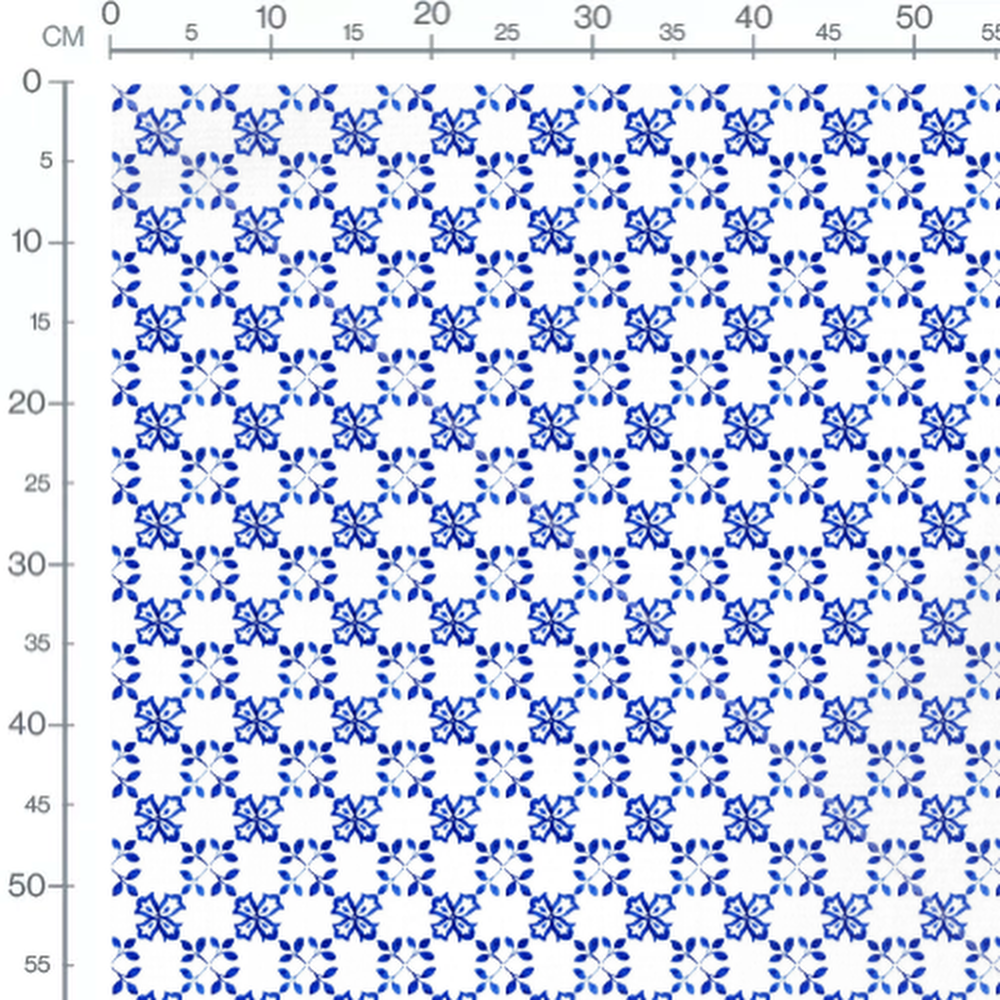 Tissu - Fleurs bleues en cercle