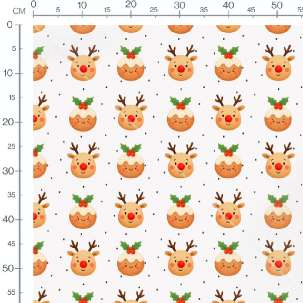Tissu - Rennes et puddings festifs