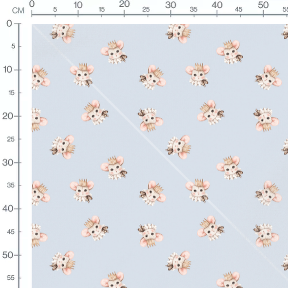 Tissu - Souris couronnées sur bleu