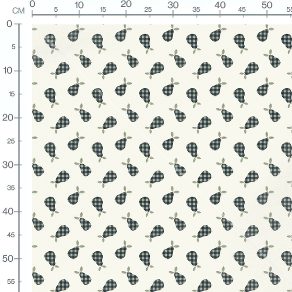Tissu - Poires carreaux sur fond clair