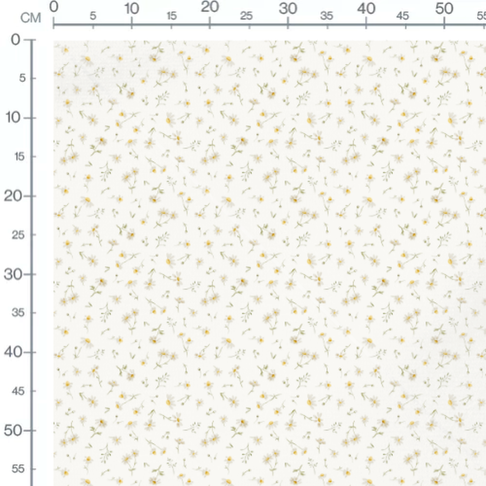 Tissu - Marguerites et boutons floraux