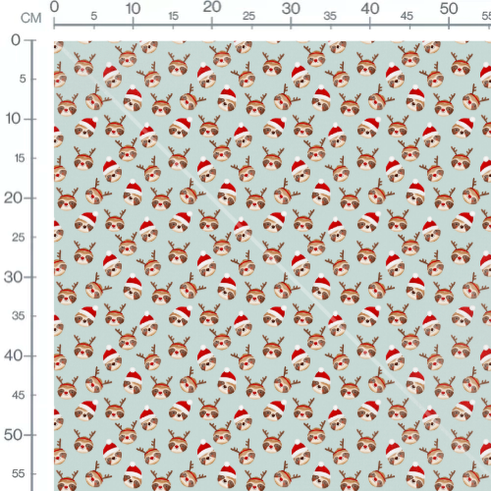 Tissu - Paresseux sur fond bleu clair