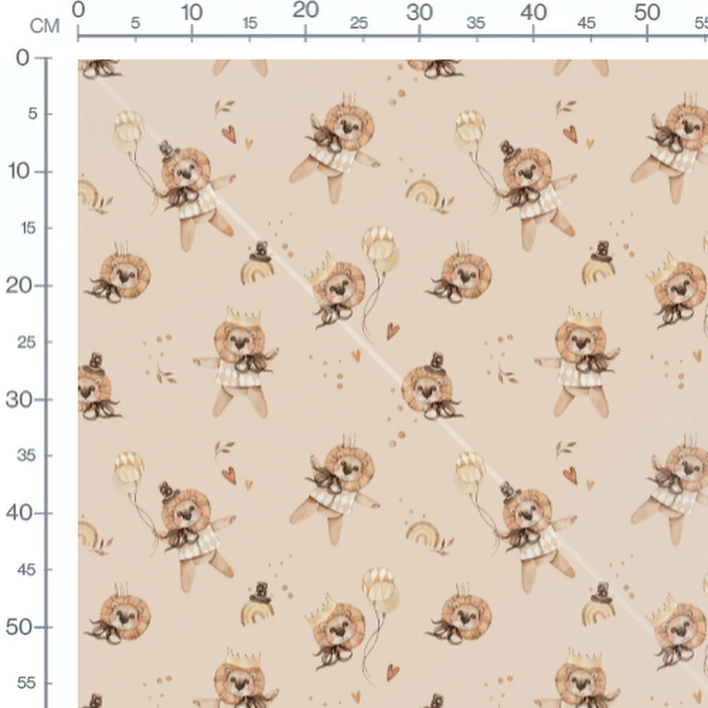 Tissu - Lions couronnés et ballons