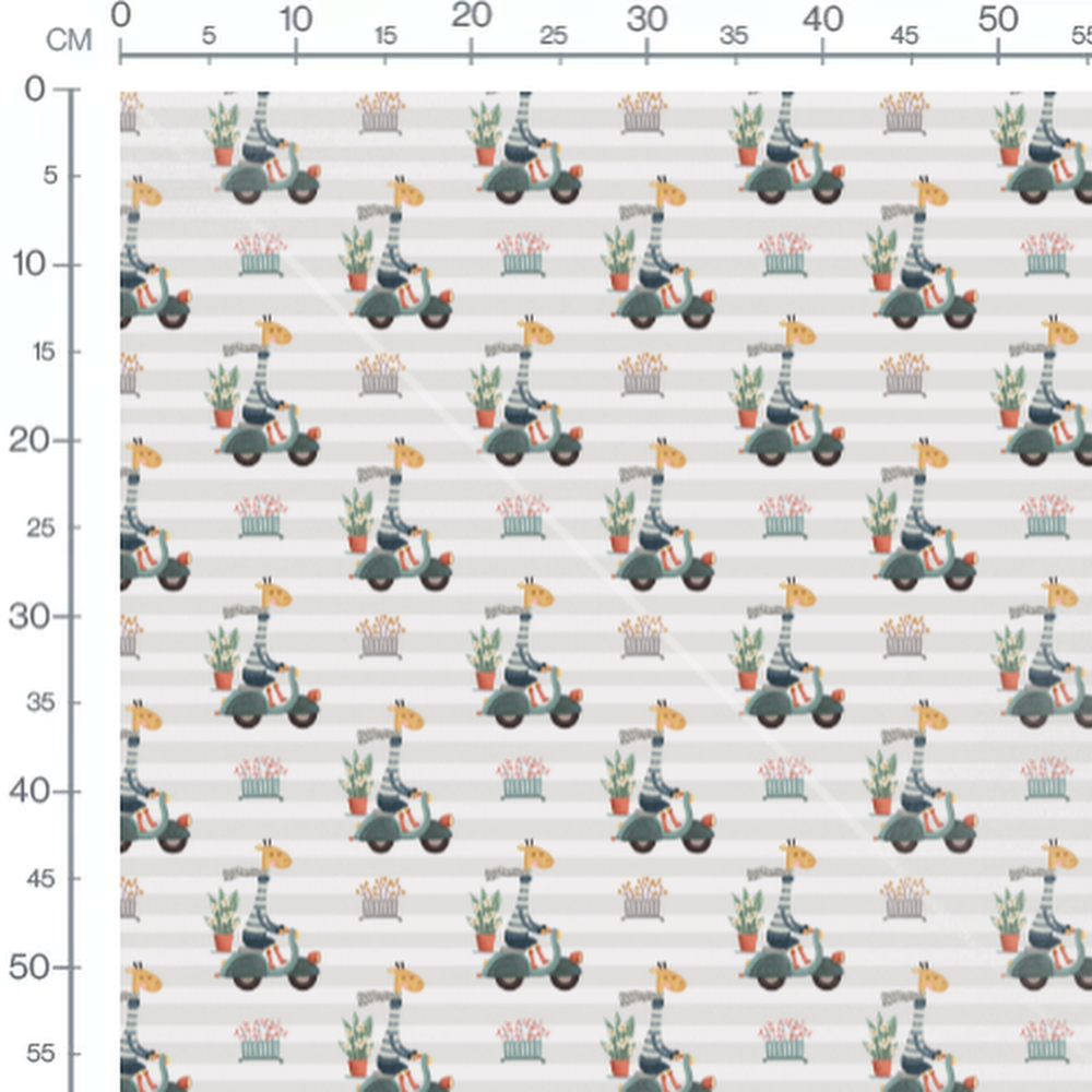Tissu - Girafes sur scooters