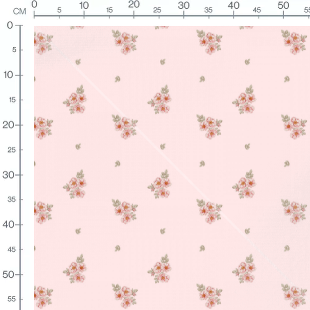Tissu - Bouquets roses sur fond rose