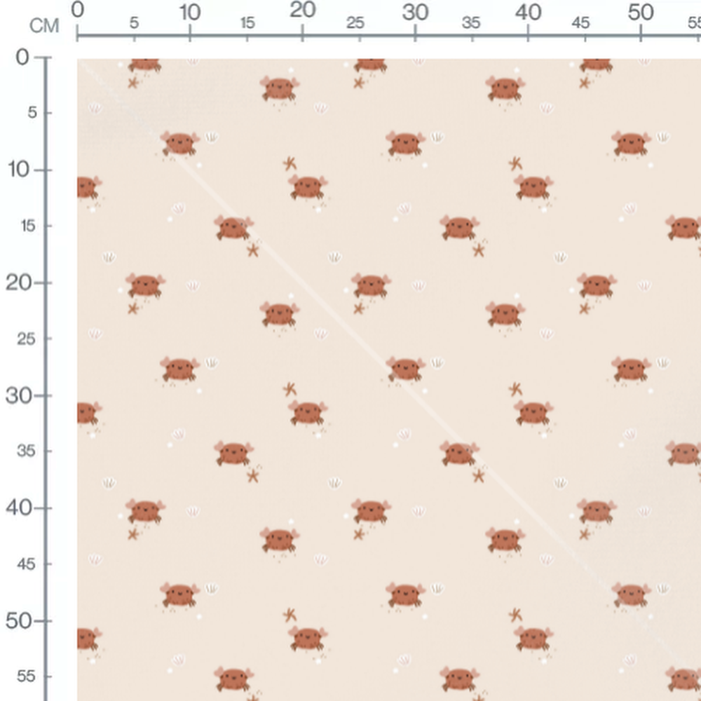 Tissu - Crabes souriants sur sable