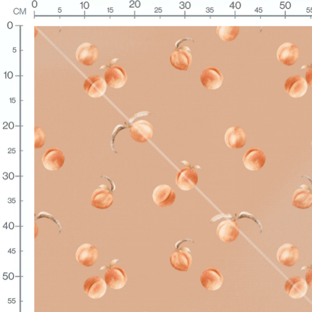 Tissu - Pêches aquarelle sur fond beige