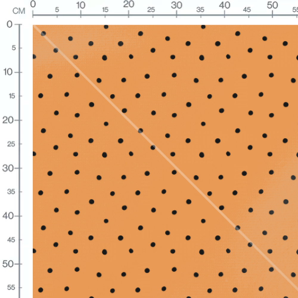 Tissu - Motif pois noirs sur orange