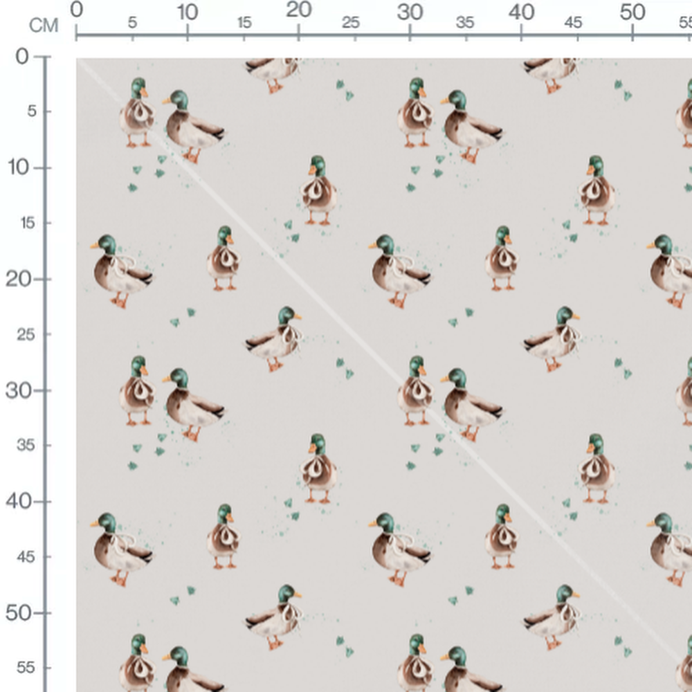 Tissu - Canards et feuilles vertes