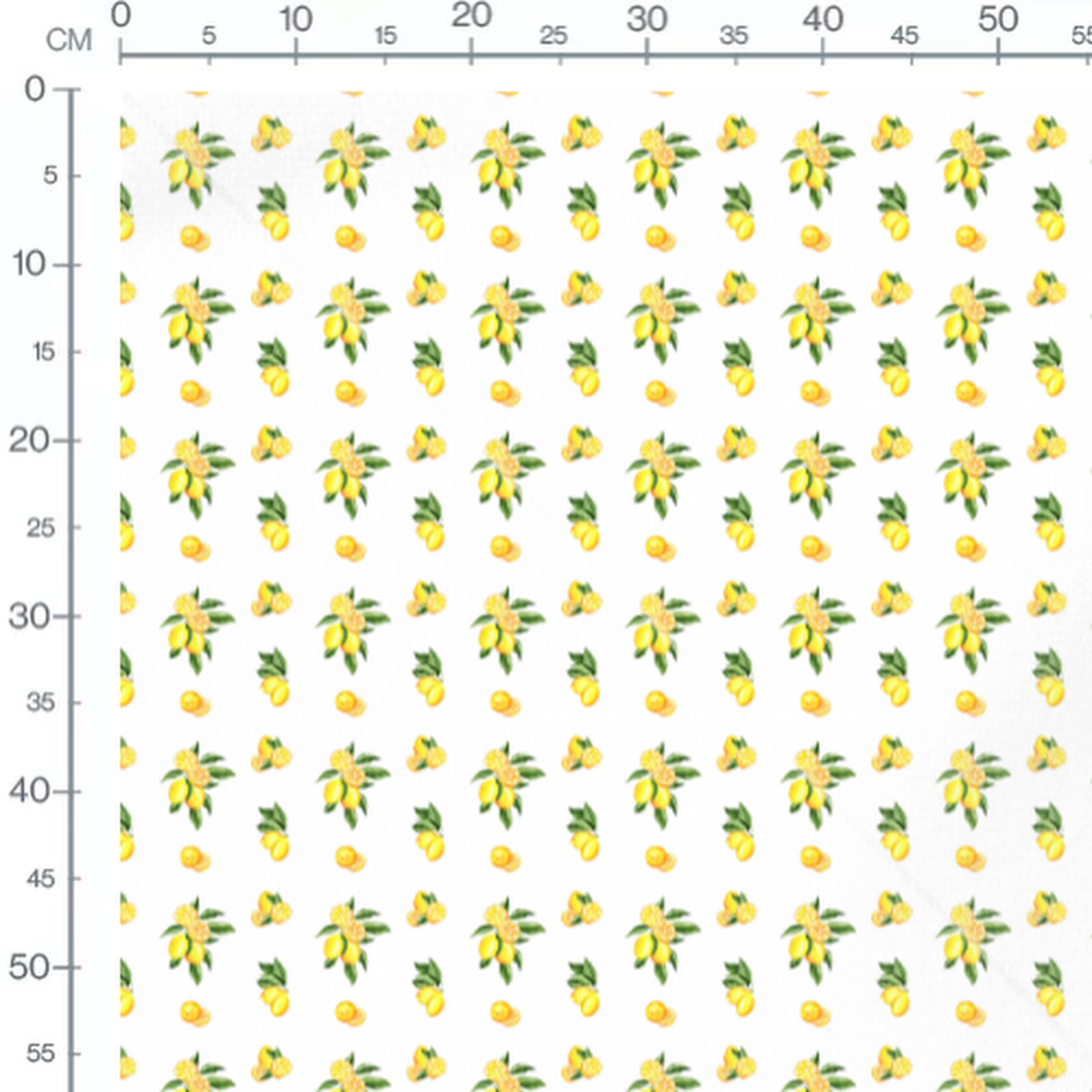 Tissu - Citrons et tranches sur blanc