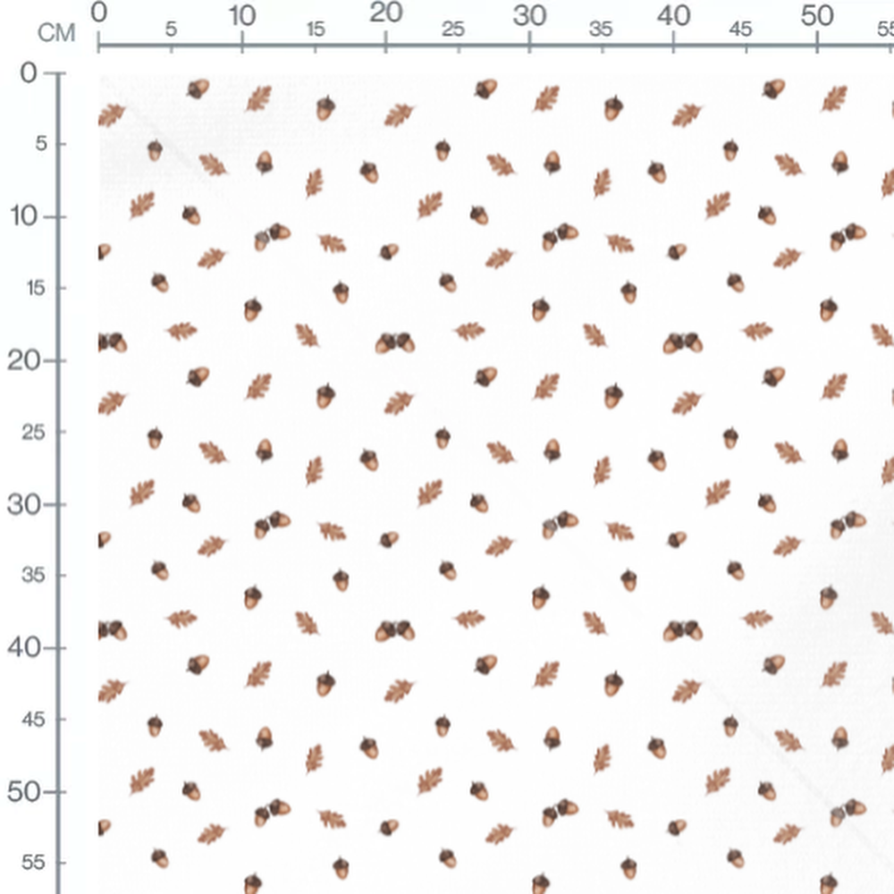 Tissu - Glands et feuilles sur blanc clair