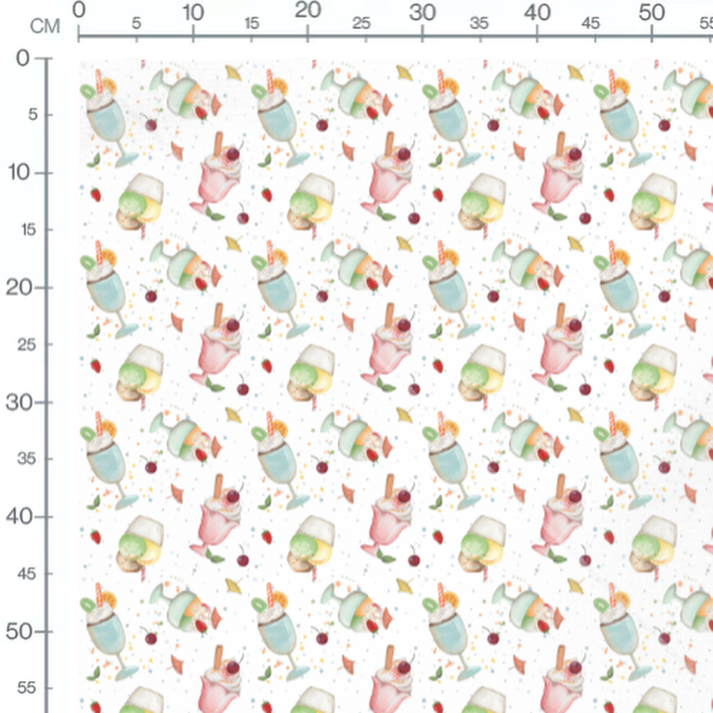 Tissu - Coupes glacées sur fond blanc