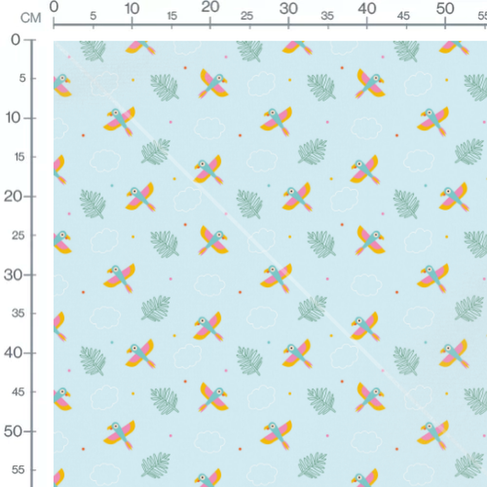 Tissu - Perroquets colorés et feuillages