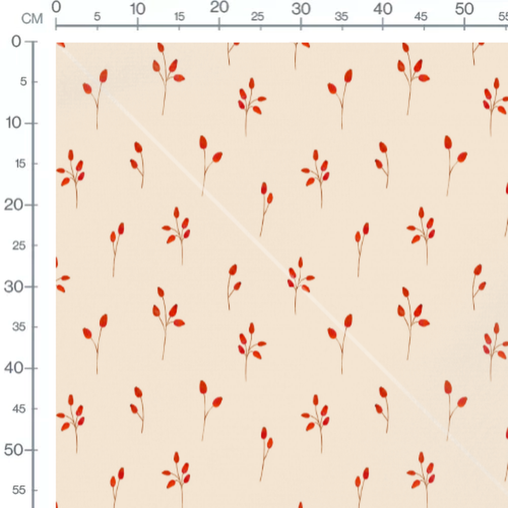 Tissu - Brindilles rouges délicates