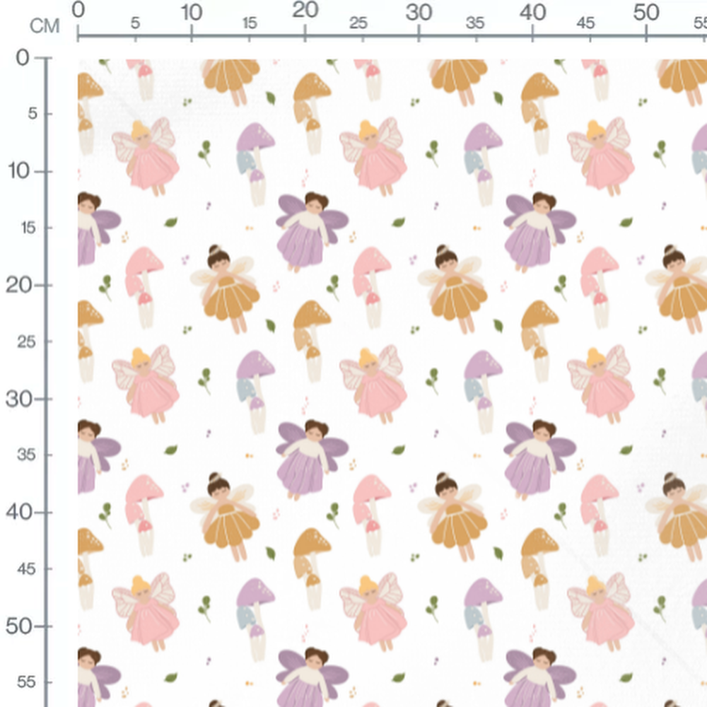 Tissu - Fées et champignons variés