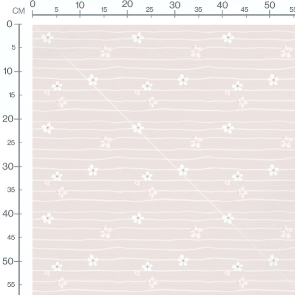 Tissu - Fleurs blanches sur rayures
