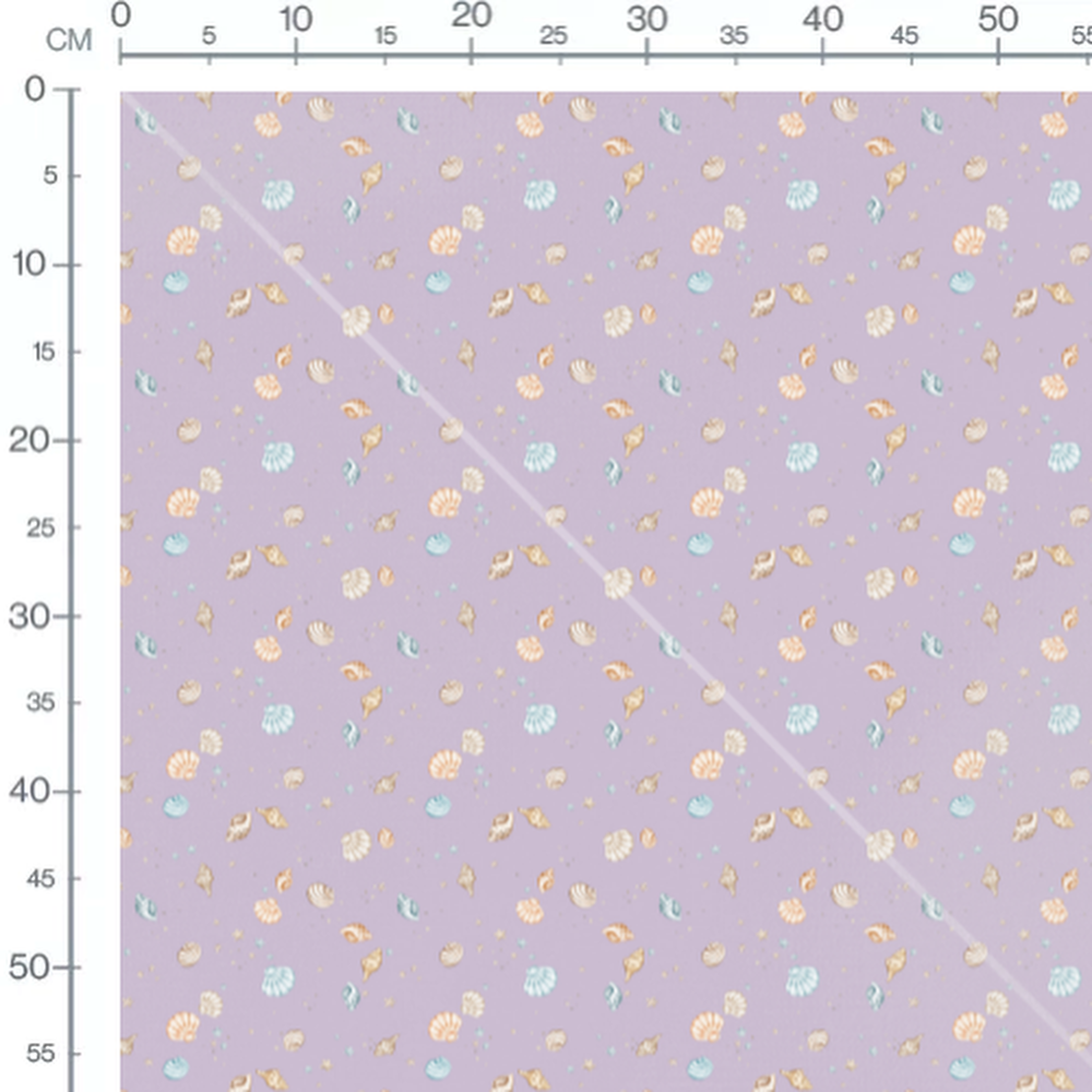 Tissu - Coquillages sur fond mauve