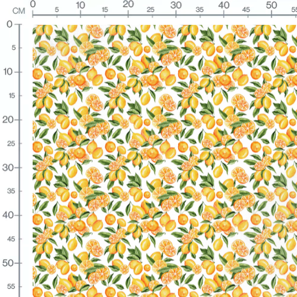 Tissu - Motif citron et orange