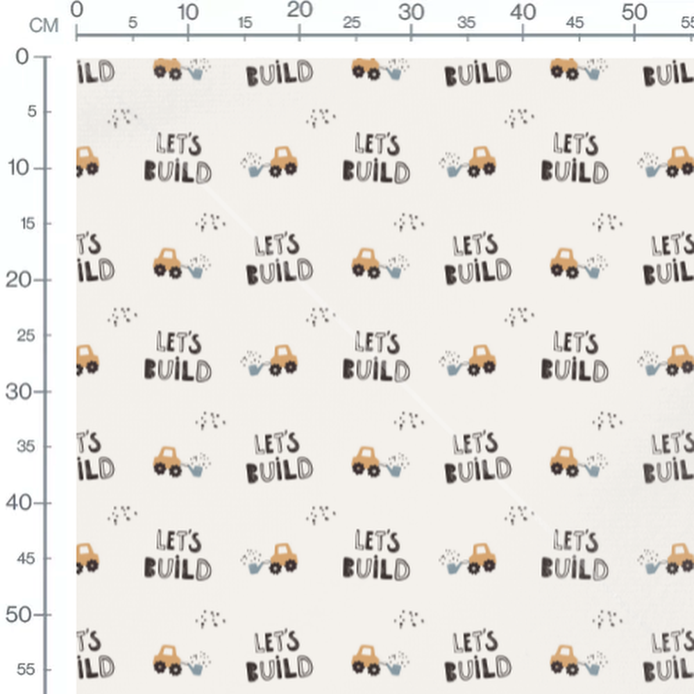 Tissu - Petits tracteurs et texte