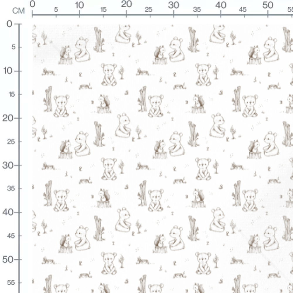 Tissu - Ours et écureuils en brun