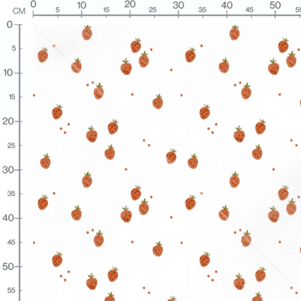 Tissu - Fraises vives et petits points