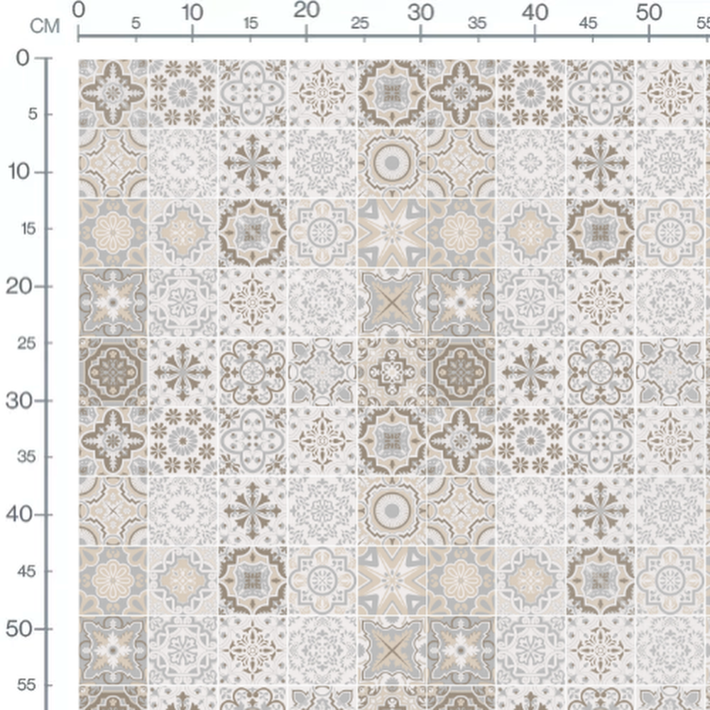 Tissu - Carreaux vintage beige et gris