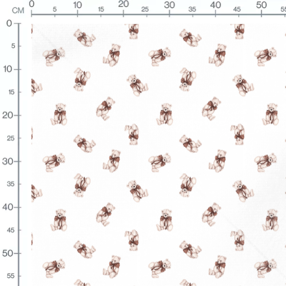 Tissu - Oursons blancs à pois marron